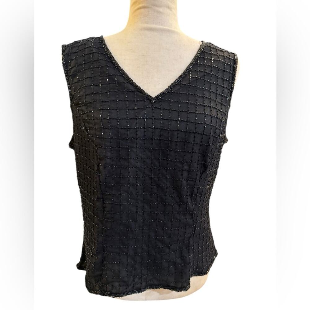 Vtg 90s Beaded Statement Going Out Top 14 Whimsigoth Glam Disco Dark Romantic